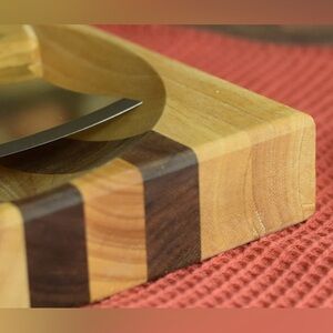 ULU Birch Walnut Stripe Wood Chopping Bowl-board Reversible #1205253